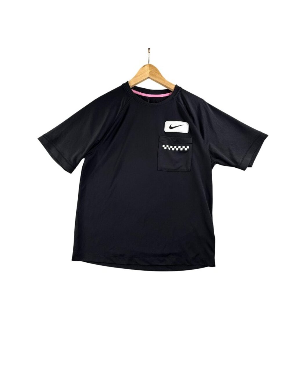 Nike Dri-FIT Shirt Mens Medium Black Chest Pocket Racing Training DX8634-010 Y2K